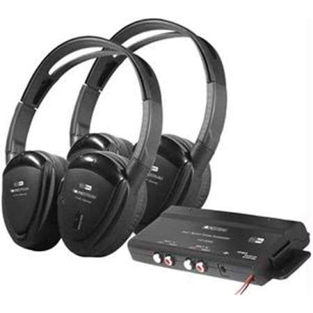 Dynamicfunction 2 SWIVEL EAR PAD  2-CHANNEL RF 900 MHZ WIRELESS HEADPHONES with TRANSMITT DY16058